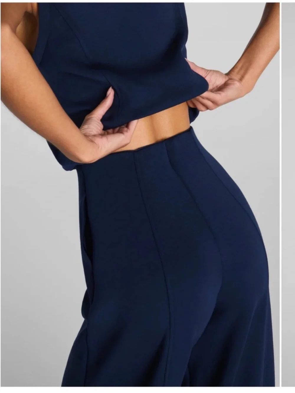 SPANX AirEssentials Shawl Collar Half Zip Jumpsuit XS petite Timeless Navy NWT